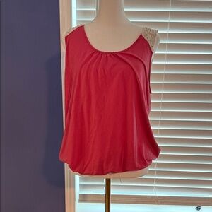 Mudd Pink Sleeveless Blouse with Lace Details